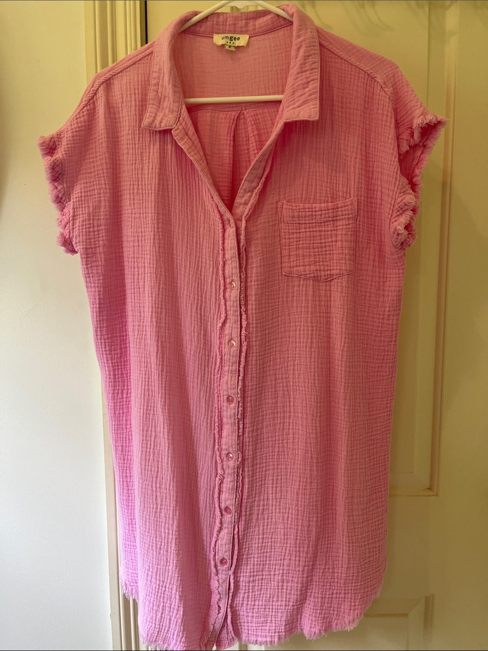 Umgee Pink Gauze Button-Front Mini Dress